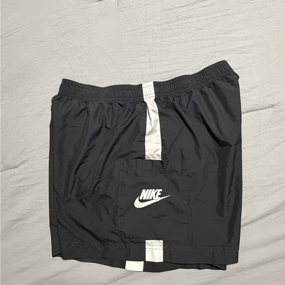 Nike Black Shorts with White Stripe - Picture 1 of 4